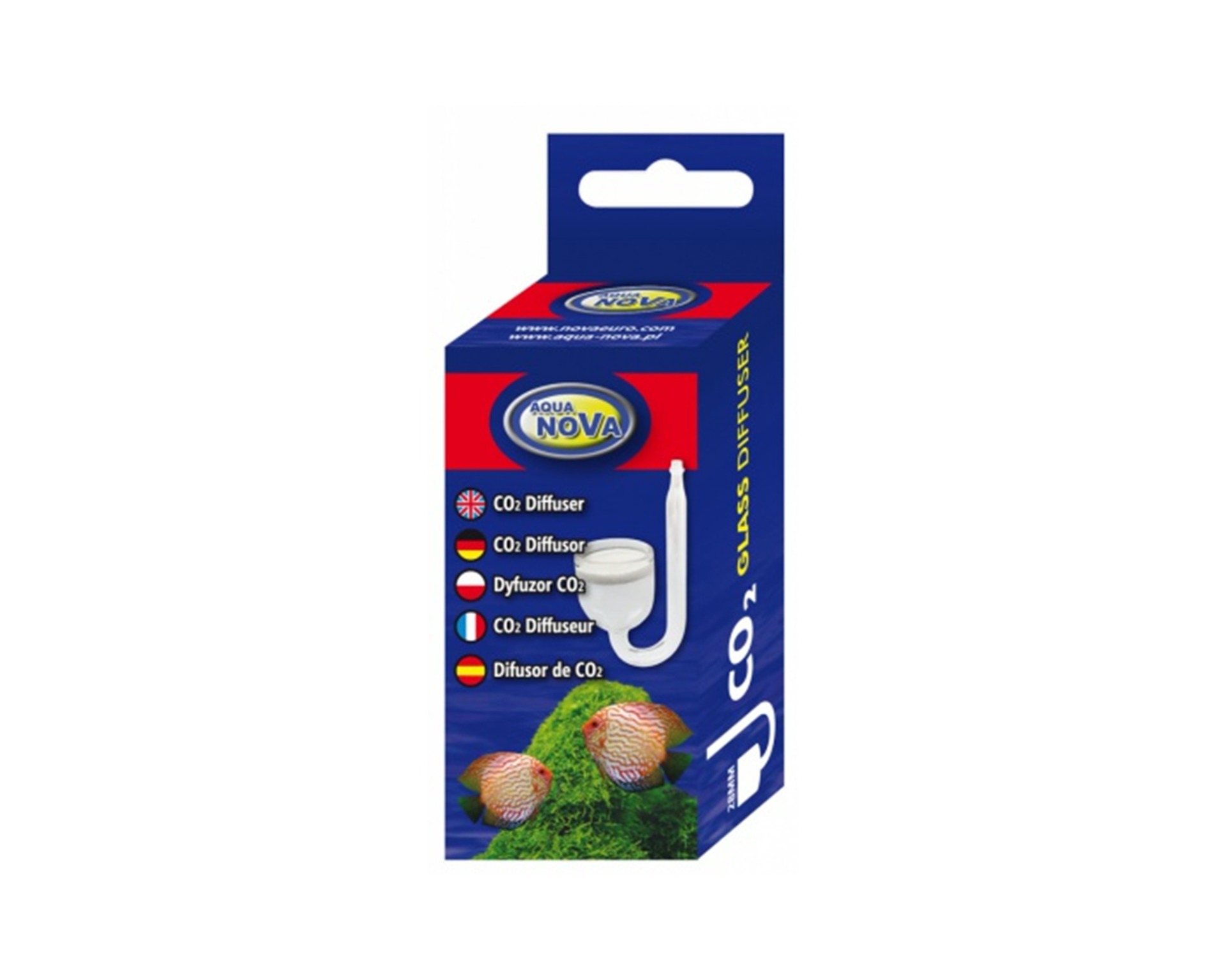 Aqua Nova glazen CO2 diffuser 28 mm in de verpakking