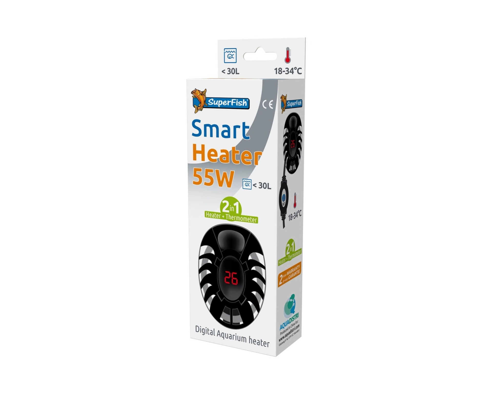 Superfish Smart Heater 55 W, in de verpakking